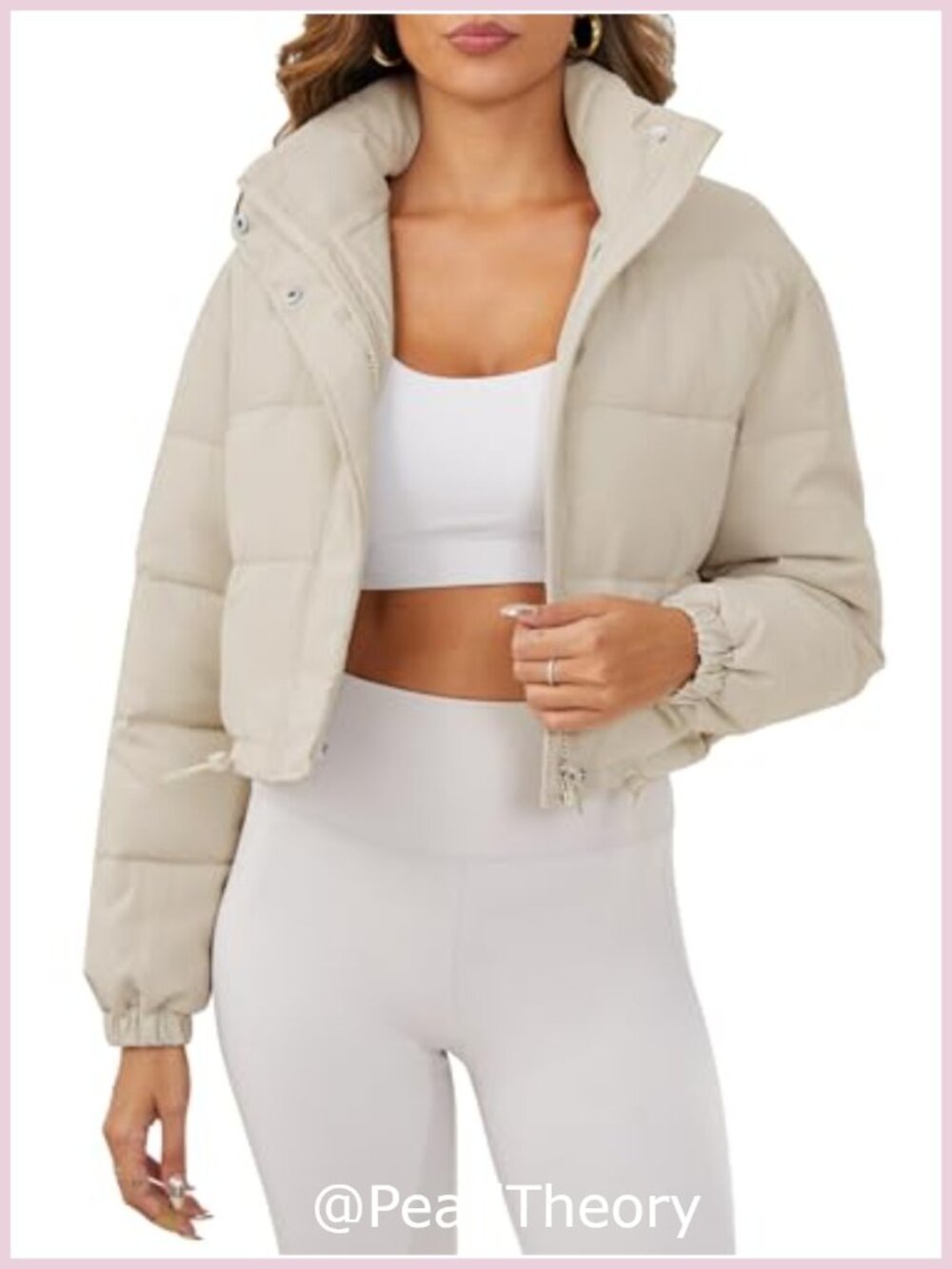 Women's Cropped Puffer Jacket Quilted Zip Up Puffy Coat with Pockets